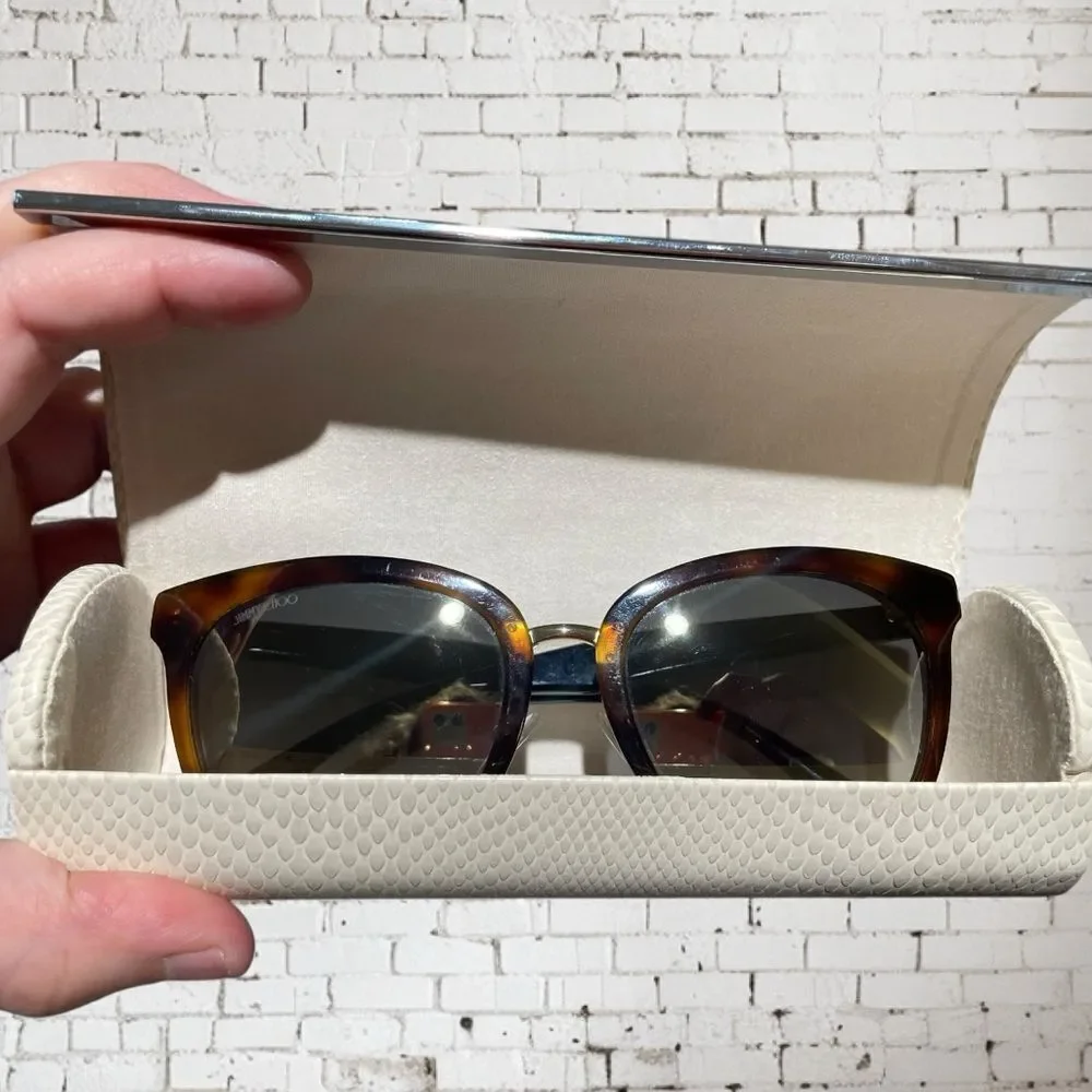 Jimmy Choo‎ Cade Women's Havana Glitter Sunglasses w/ Gold Flash Lens - OCY FQ